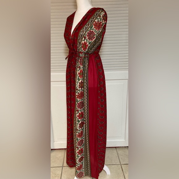 EUC Vintage Samye Split V-neck Maxi Dress Size Large - Picture 5 of 9